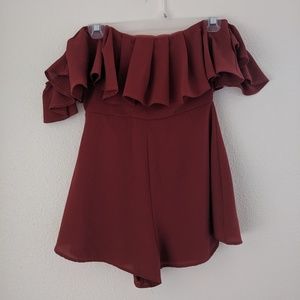 Burgundy romper FASHION NOVA